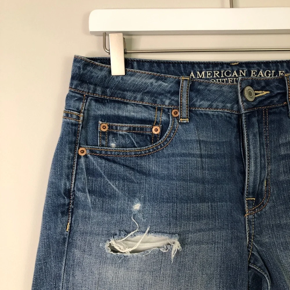 American Eagle Rollover Distressed Denim Shorts